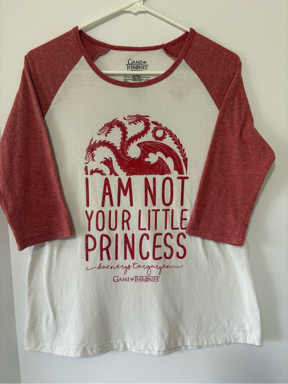 Girls' Red & White Raglan Tee - 'I Am Not Your Little Princess'